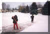 Alan and Amber shoveling snow